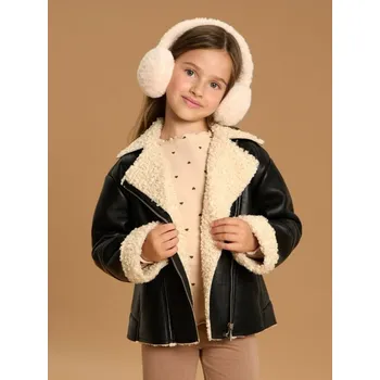 Dívčí bunda Sinsay - Bunda typu ramones s kožichem - černá - 661EI-99X - 661EI-99X-110