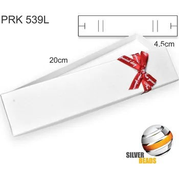 Dárková krabička Krabička na šperky. Materiál papír+mašle . Ozn. PRK 539L. Velikost 20x4,5cm. Barva Bílá s červenou stuhou