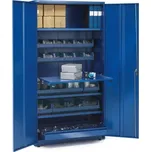 Dílenská skříň SUPPLY, zámek na klíč, 1 výsuvná police, 1 zásuvka, 20 boxů, 1900x1020x500 mm, modrá