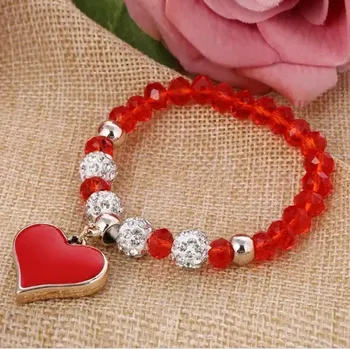 Náramek Fally Náramek se štrasovými kamínky Red Heart OJ979