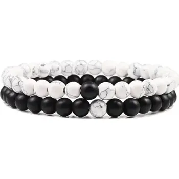 Náramek MiTe Náramky pro páry černá a howlit 6 mm