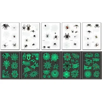 Tetování Rocolo De. Dočasné tetování svítící ve tmě Pavouci 11x7,5cm OP1341