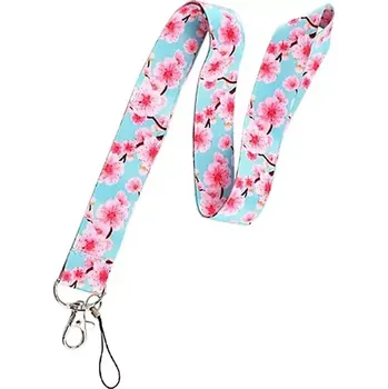 Lanyard Šňůrka na klíče Růžové květy