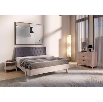 Postel FMP Lignum Altea postel s čalouněným vzorem - buk průběžný Moření: přírodní olej, Výška bočnice: 50 cm, Rozměr: 140 x 200 cm, Čelo: 117 cm