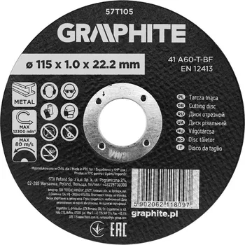 Řezný kotouč Řezný kotouč GRAPHITE na kov 115 × 1,0 mm, plochý (41 A60-T-BF)