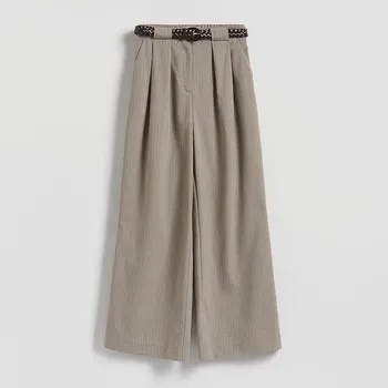 Reserved - Široké pruhované kalhoty - béžová - WI002-08M - WI002-08M-M