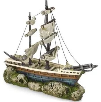 Dekorace do akvária Ebi AQUA DELLA Boat with Sails 38 x 12,5 x 31,5cm potopená loď dekorace