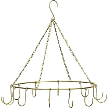 Věšák MADAM STOLTZ Kovový věšák s háčky Antique Brass Ø 38 cm
