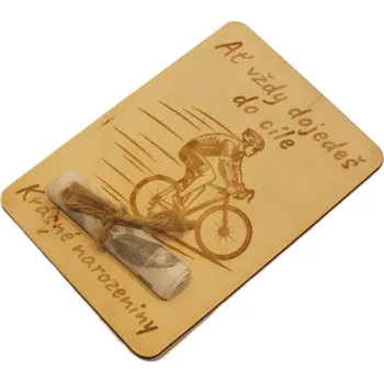 Dary dřeva Dřevěné přání na peníze-pro cyklisty