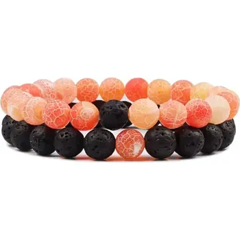 Náramek MiTe Dvojice minerálních náramků oranžová & černá