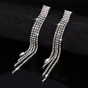 Náušnice Fashion Jewelry Visací náušnice štrasové stříbrné EA342