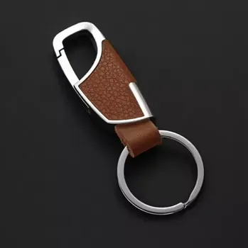 New Fashion Přívěsek na klíče Karabina kůže hnědá