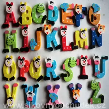 Dekorativní magnet Magnetky na lednici Veselá abeceda dřevěné