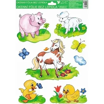 Okenní dekorace Okenní dekorační fólie malovaná zvířátka koník 33,5 x 26 cm