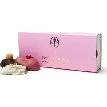 Sušená potravina Datlea Limitovaná edice - datle v ruby, bílé a hořké čokoládě, 120g