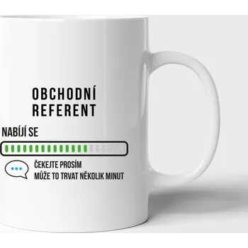 Hrnek obchdní referent nabíjí se, čekejte prosím