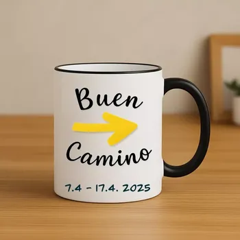 Hrnek – Vzpomínka na Camino (Hrnek – Buen Camino s datem nebo jménem)