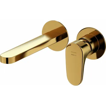 Vodovodní baterie CERSANIT 3D Baterie Cersanit Inverto umyvadlová podomítková, s montážním tělesem, bez výpusti, zlatá / zlatá páka, S951-299 S951-299