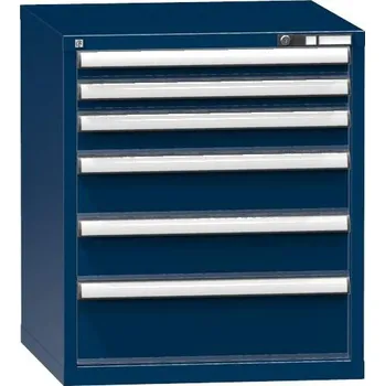 Zásuvková dílenská skříňka, 6 x zásuvka, v x š x h: 840 x 731 x 780 mm, barva tmavě modrá RAL5010