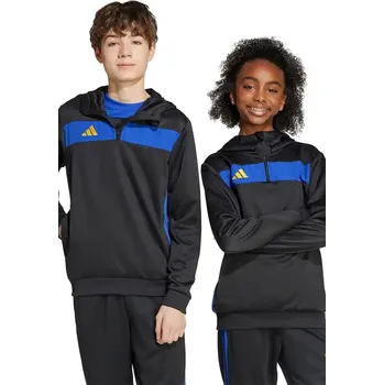 Chlapecká mikina Dětská mikina adidas Performance černá barva, s kapucí, vzorovaná, JX2230 99X, vel. 140