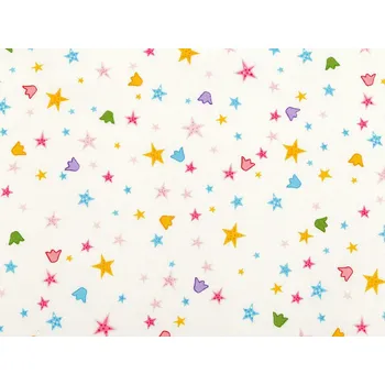 Pro Háčkování Bavlněná látka krémová hvězdy a zvonky