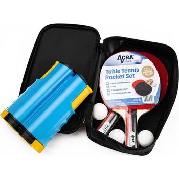Pingpongová pálka Set na stolní tenis Acra, 2 pálky + 3 míčky + síťka a pouzdro