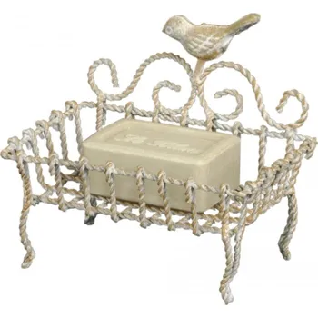 Mýdlenka Kovový stojánek na mýdlo s ptáčkem – 9x6x14 cm