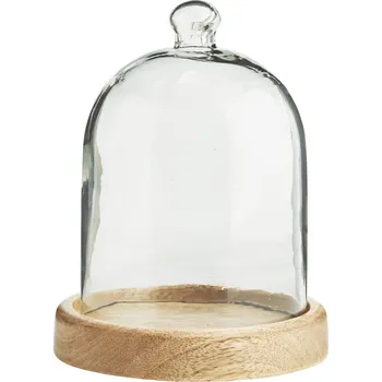 MADAM STOLTZ Skleněný dekorativní poklop s táckem Mango Wood