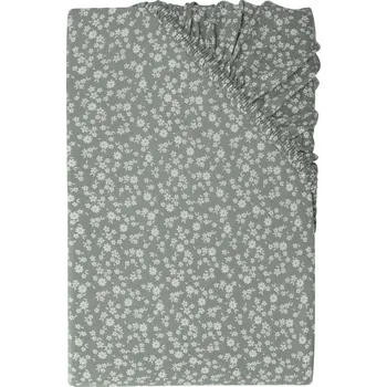 Prostěradlo LIVARNO home Žerzejové napínací prostěradlo, 90-100 x 200 cm (květiny/zelená)