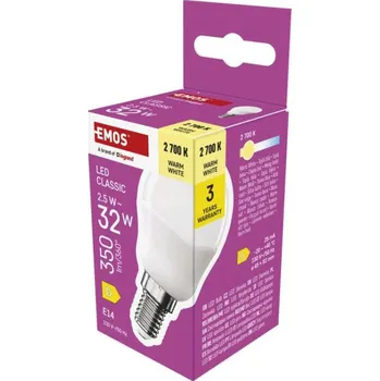 Žárovka EMOS LED žárovka Classic Mini Globe, E14, 2,5W, 350 lm, t.b.