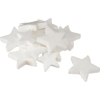 Vánoční dekorace Hvězdy třpytivé, bílé, 4 - 5 cm, sada 36 ks