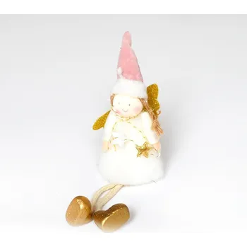 Vánoční ozdoba Andělíček Barunka, látková, bílá, 21 cm