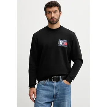 Pánská mikina Bavlněná mikina Tommy Jeans pánská, černá barva, s potiskem, DM0DM22093 99X, vel. XL
