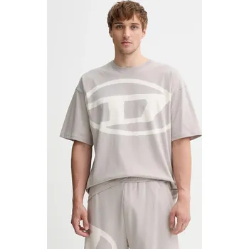 Pánské tričko Bavlněné tričko Diesel T-BOXT-BLEACH pánské, šedá barva, A14872.0QKAS 09X, vel. 3XL