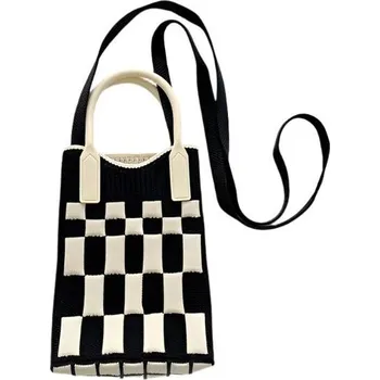 Cestovní taška ANNAM Mini kabelka/taška černo bílá, čtverce 25 × 11 cm