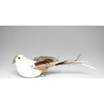 Vánoční ozdoba Ptáček bílý, na skřipci, 17 cm