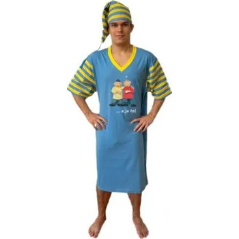 Pánská noční košile PAT A MAT Pat a Mat s čepičkou GESTO modré XL