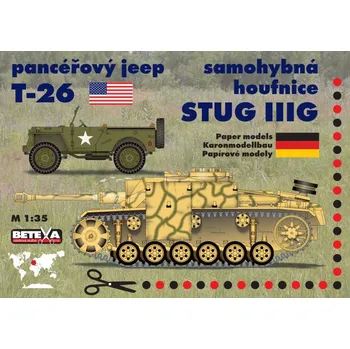 Plastikový model Jeep T-26 a houfnice Stug IIIG