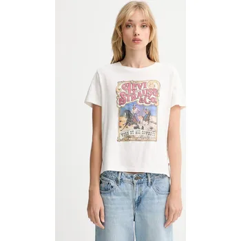Dámské tričko Bavlněné tričko Levi's dámské, bílá barva, A8804 A8804.0049 00X, vel. XS