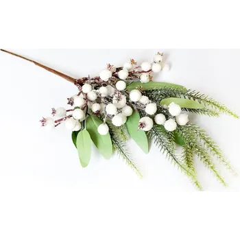 umělá květina Větvička s bobulkami, třpytky, zápich, 45 cm