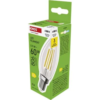 Žárovka EMOS LED žárovka Filament svíčka / E14 / 5,9 W (60 W) / 806