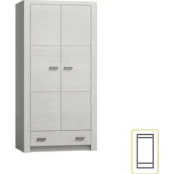 Šatní skříň Skříň dvoudveřová 100×190 INFINITY 01 bílý jasan