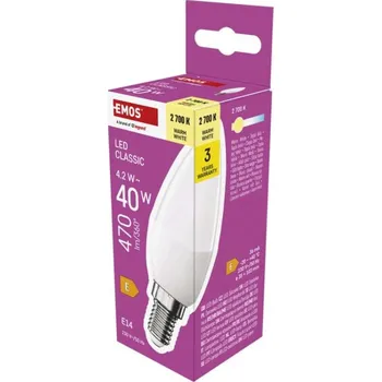 Žárovka 8 + 2 zdarma – LED žárovka Classic svíčka / E14 / 4,2 W (40 W) / 470 lm / teplá bílá