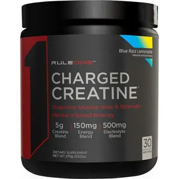 Anabolizér Rule1 Charged Creatine 240 g Příchuť: Modrá malinová limonáda