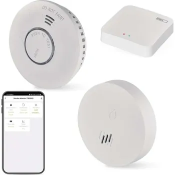 Zabezpečovací technika Sada GoSmart: 1x detektor kouře, 1x detektor úniku vody, 1x ZigBee brána