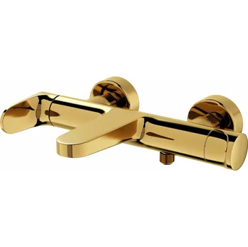 Vodovodní baterie CERSANIT 3D Baterie Cersanit Inverto vanová nástěnná, bez příslušenství, zlatá / zlatá páka, S951-284 S951-284