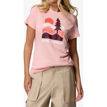 Dámské tričko Columbia Ruby Springs Graphic Fitted S/S - pink sand/get hiked