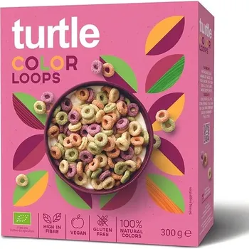 Turtle Ovocné cereální kroužky, Color Loops 300g BIO kvalita, bez lepku, se sníženým obsahem cukru