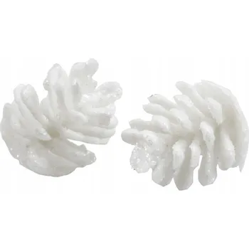 Vánoční dekorace Šišky umělé třpytivé, bílé, 3,5 cm, sada 45 ks