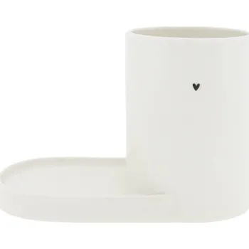 Bastion Collections Keramický stojánek do koupelny White Black Heart